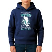 Never Underestimate A Man In His Sixties Who Can Ride A Bicycle Kids Hoodie