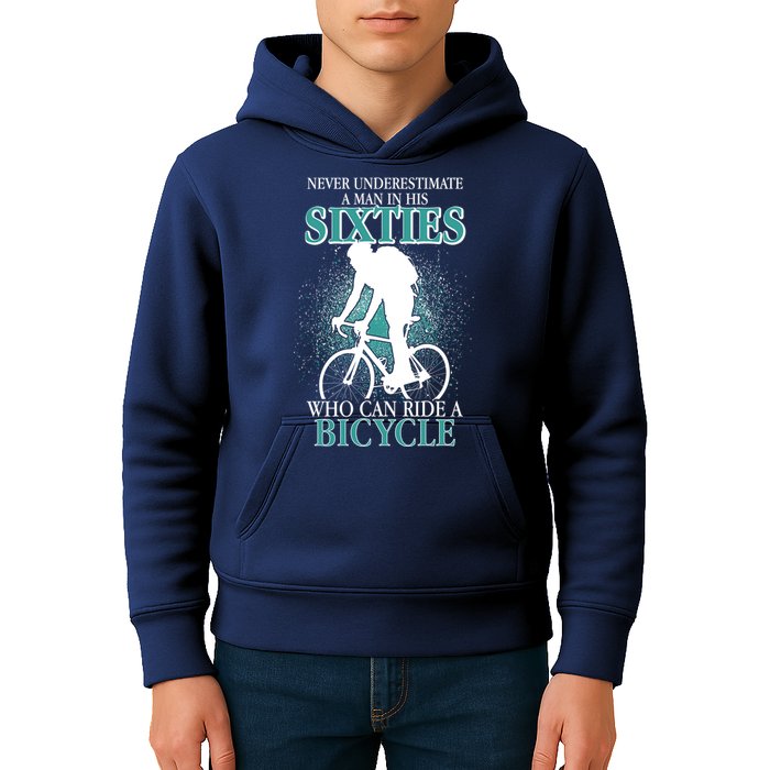 Never Underestimate A Man In His Sixties Who Can Ride A Bicycle Kids Hoodie