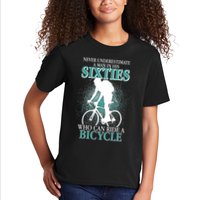 Never Underestimate A Man In His Sixties Who Can Ride A Bicycle Kids T-Shirt