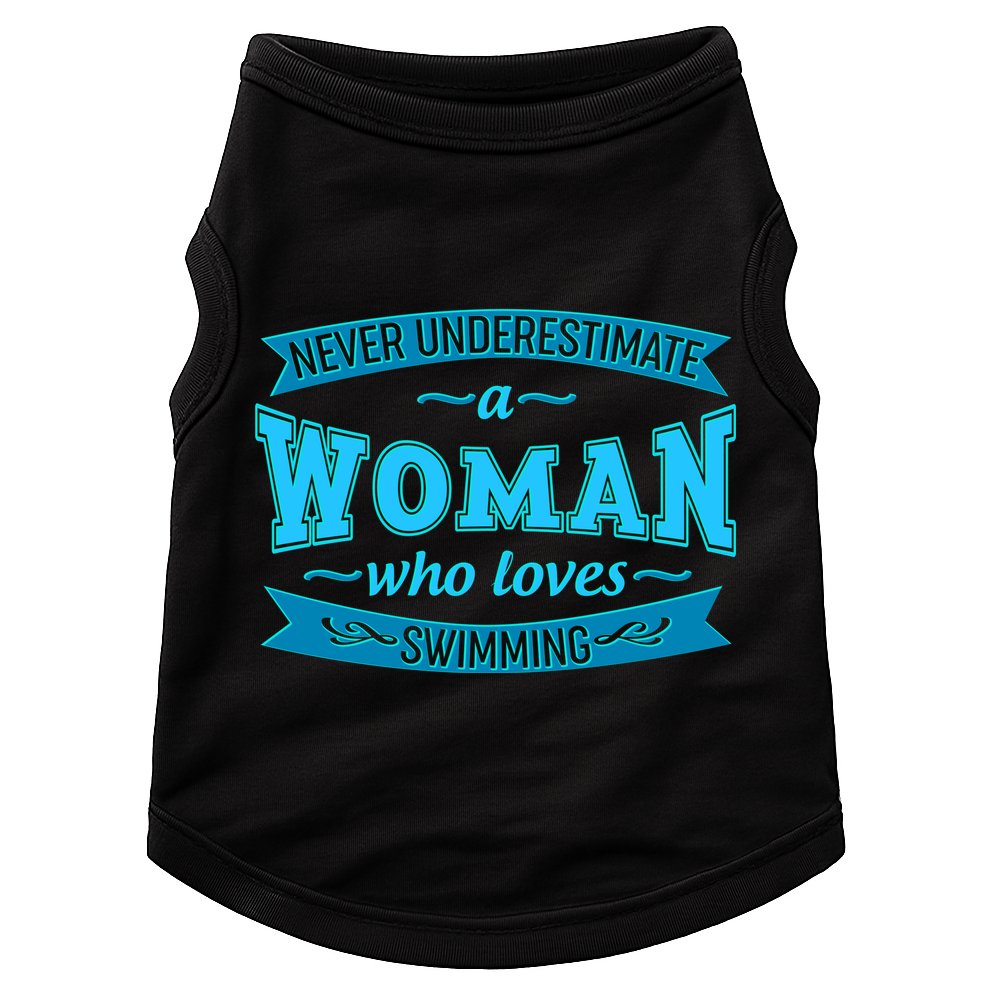 Never Underestimate A Woman Who Loves Swimming Doggie Tank