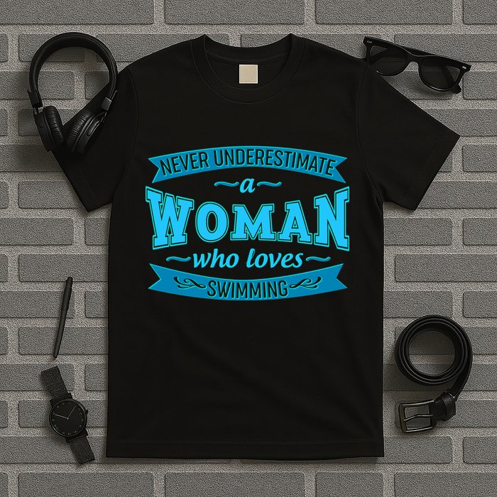 Never Underestimate A Woman Who Loves Swimming T-Shirt