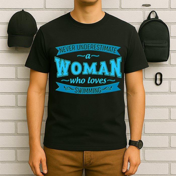 Never Underestimate A Woman Who Loves Swimming T-Shirt