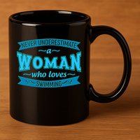 Never Underestimate A Woman Who Loves Swimming 11oz C Handle Ceramic Mug