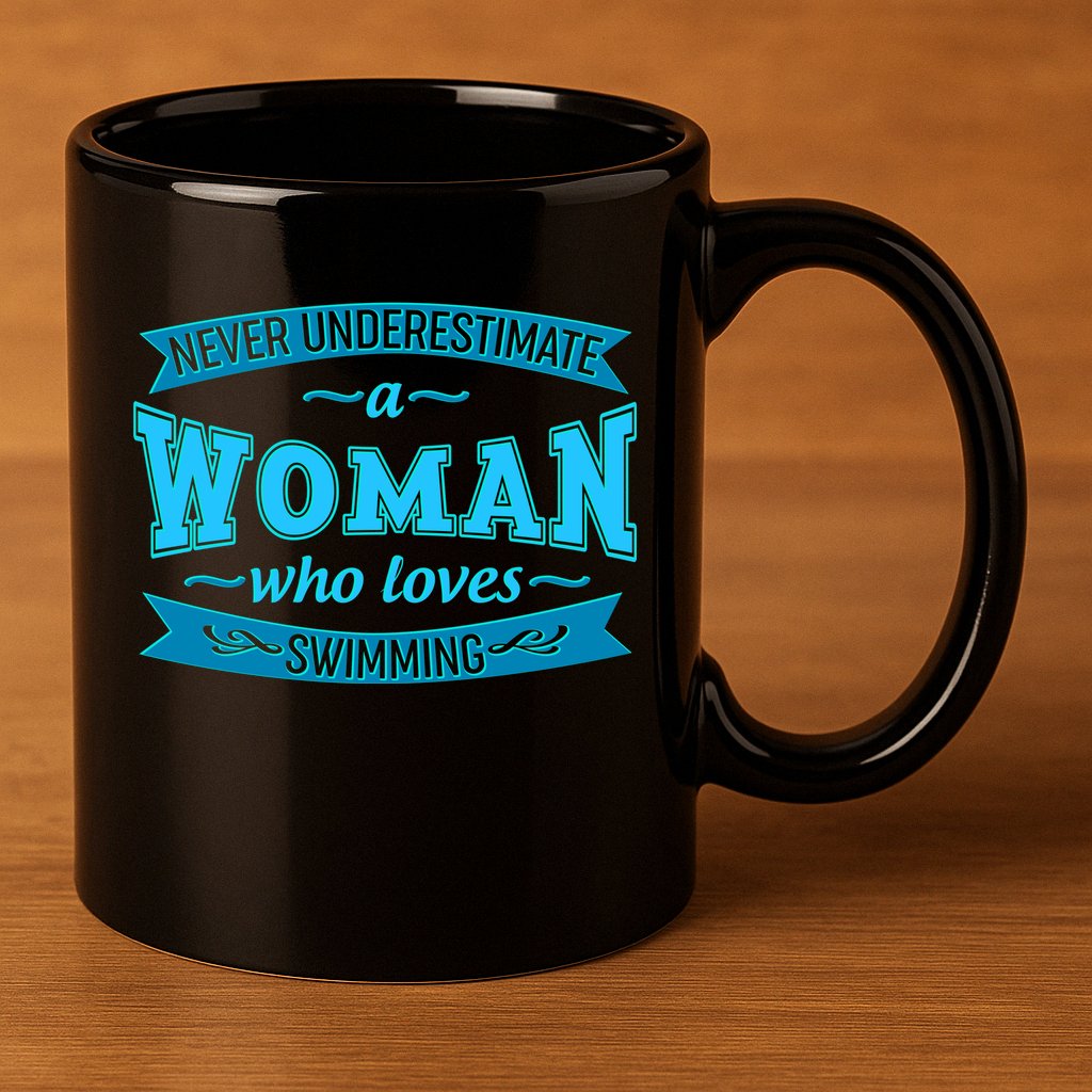Never Underestimate A Woman Who Loves Swimming 11oz C Handle Ceramic Mug