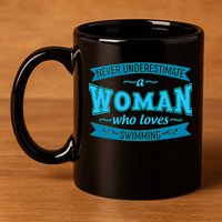 Never Underestimate A Woman Who Loves Swimming 11oz C Handle Ceramic Mug