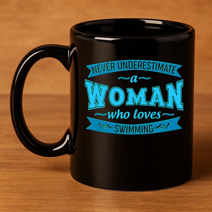 Never Underestimate A Woman Who Loves Swimming 11oz C Handle Ceramic Mug