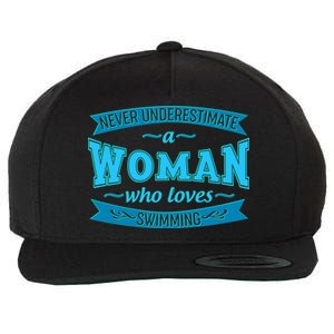 Never Underestimate A Woman Who Loves Swimming Wool Snapback Cap