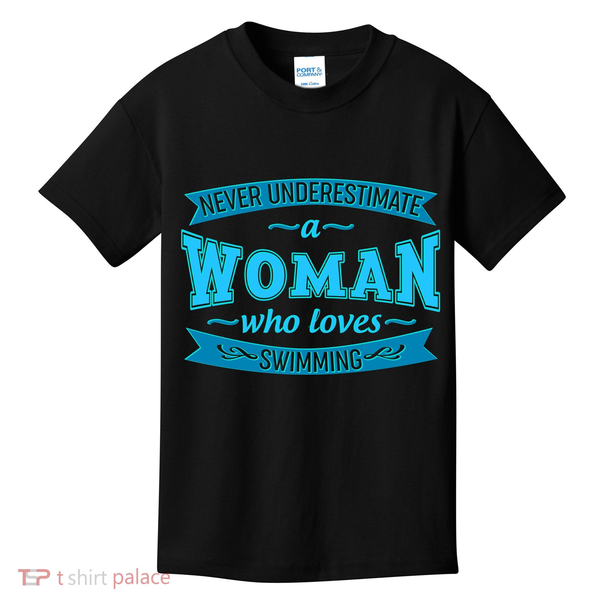 Never Underestimate A Woman Who Loves Swimming Kids T-Shirt