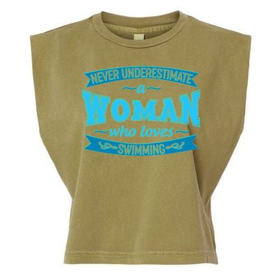 Never Underestimate A Woman Who Loves Swimming Garment-Dyed Women's Muscle Tee