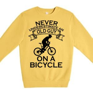 Never Underestimate An Old Guy On A Bike Premium Crewneck Sweatshirt