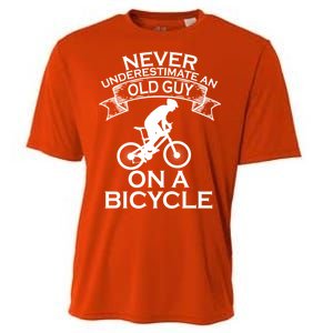 Never Underestimate An Old Guy On A Bike Cooling Performance Crew T-Shirt