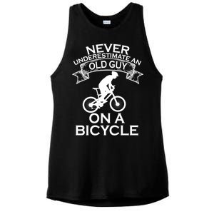 Never Underestimate An Old Guy On A Bike Ladies PosiCharge Tri-Blend Wicking Tank