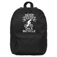Never Underestimate An Old Guy On A Bike 16 in Basic Backpack