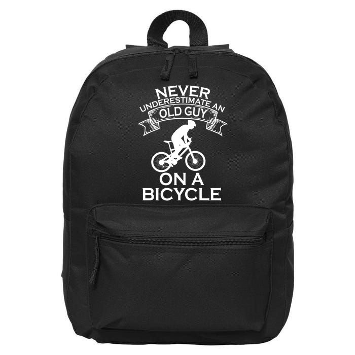 Never Underestimate An Old Guy On A Bike 16 in Basic Backpack