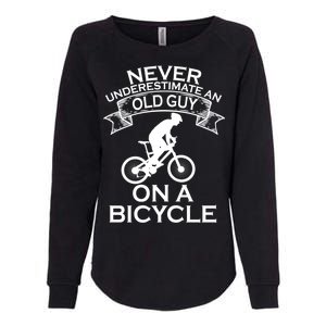 Never Underestimate An Old Guy On A Bike Womens California Wash Sweatshirt