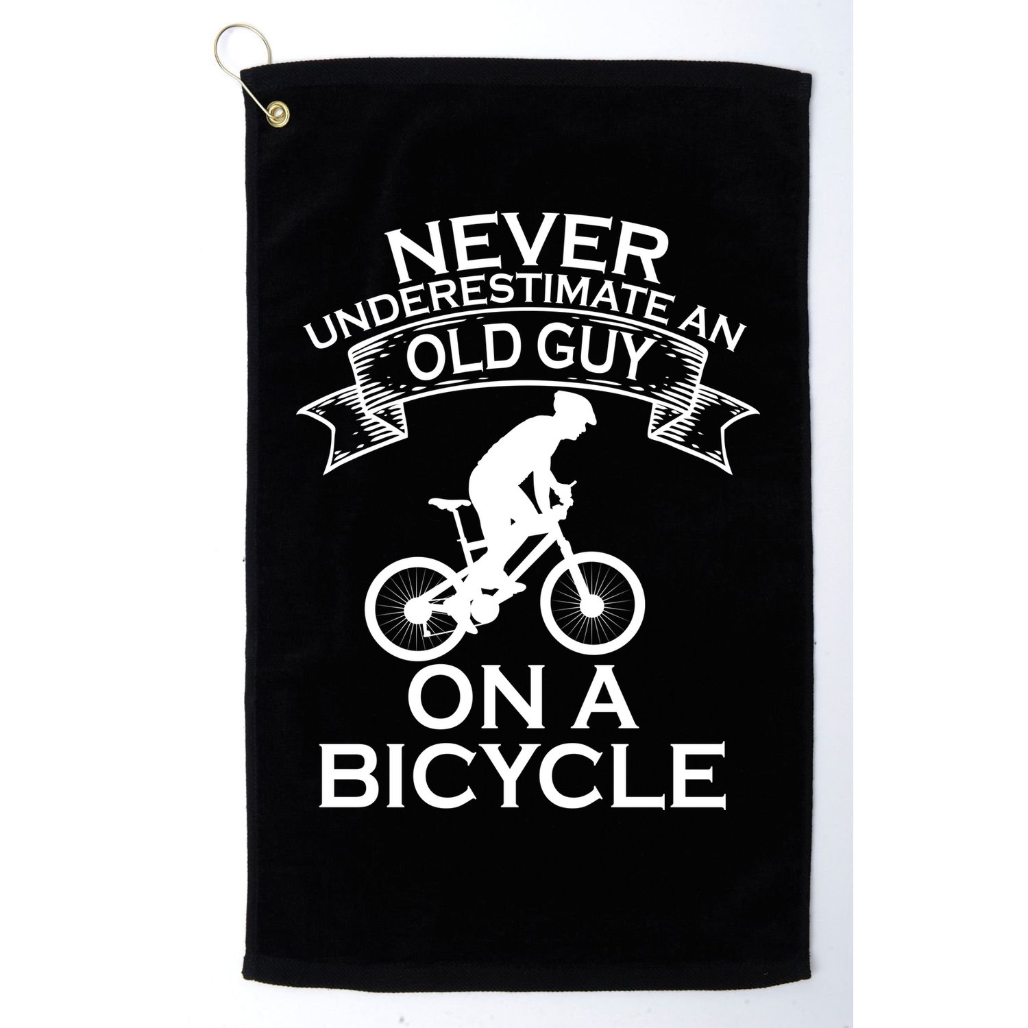 Never Underestimate An Old Guy On A Bike Golf Towel
