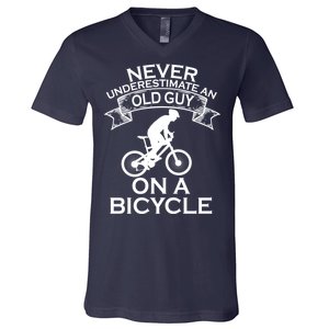 Never Underestimate An Old Guy On A Bike V-Neck T-Shirt