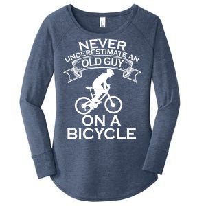 Never Underestimate An Old Guy On A Bike Women's Perfect Tri Tunic Long Sleeve Shirt