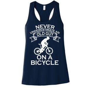 Never Underestimate An Old Guy On A Bike Women's Racerback Tank