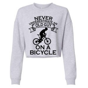 Never Underestimate An Old Guy On A Bike Cropped Pullover Crew