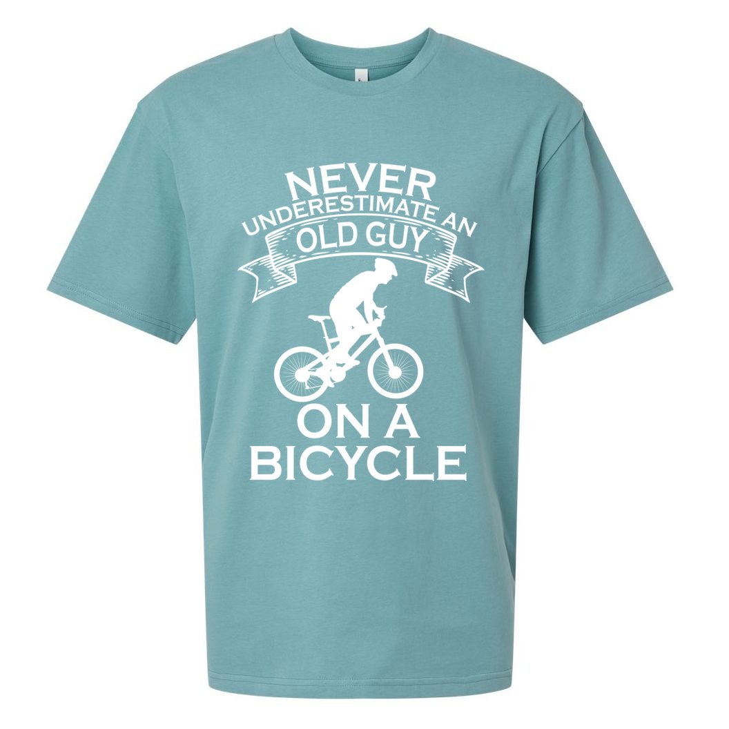 Never Underestimate An Old Guy On A Bike Sueded Cloud Jersey T-Shirt
