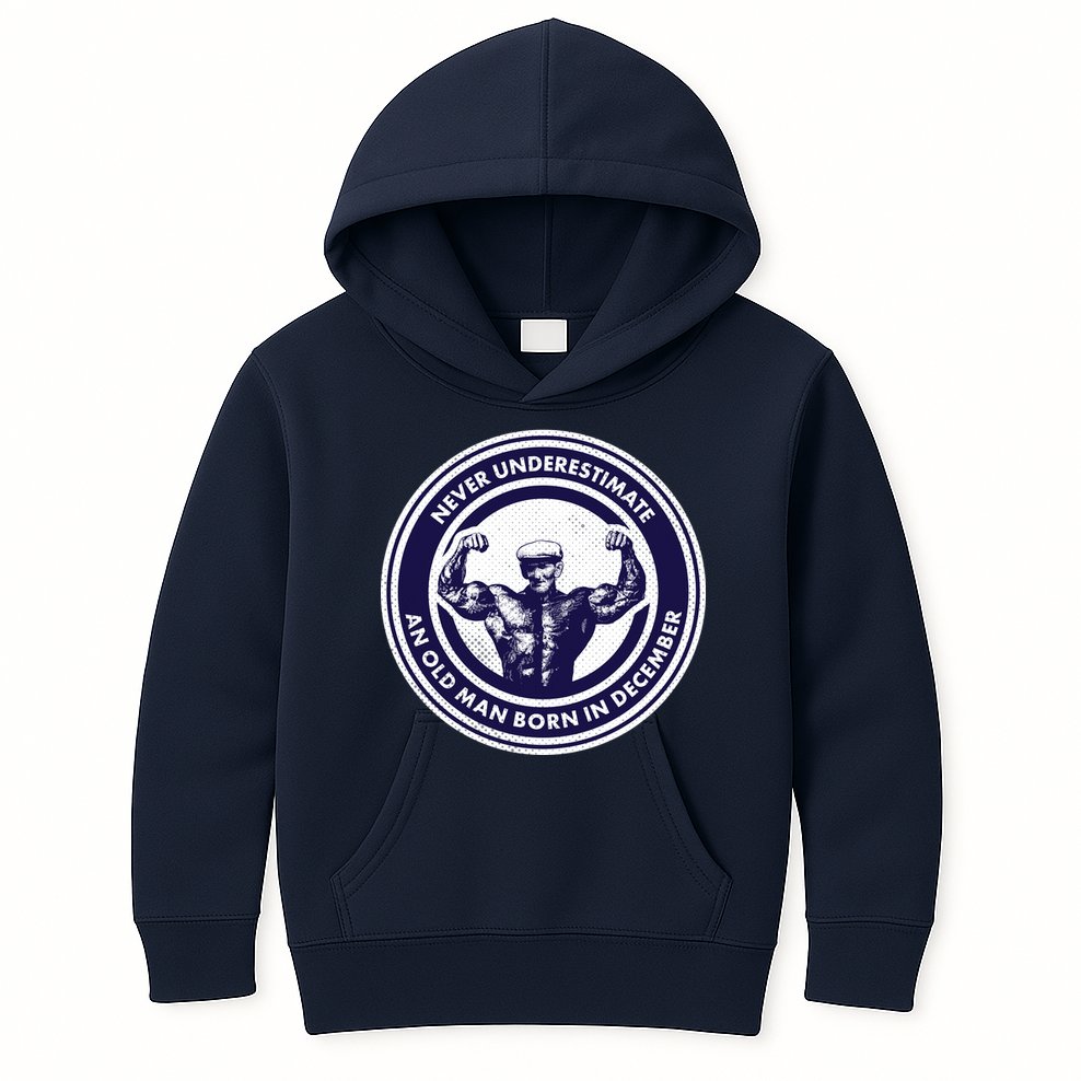 Never Underestimate An Old Man Born In December Kids Hoodie