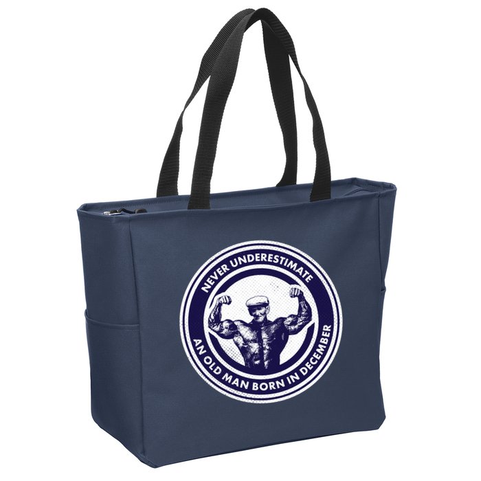 Never Underestimate An Old Man Born In December Zip Tote Bag