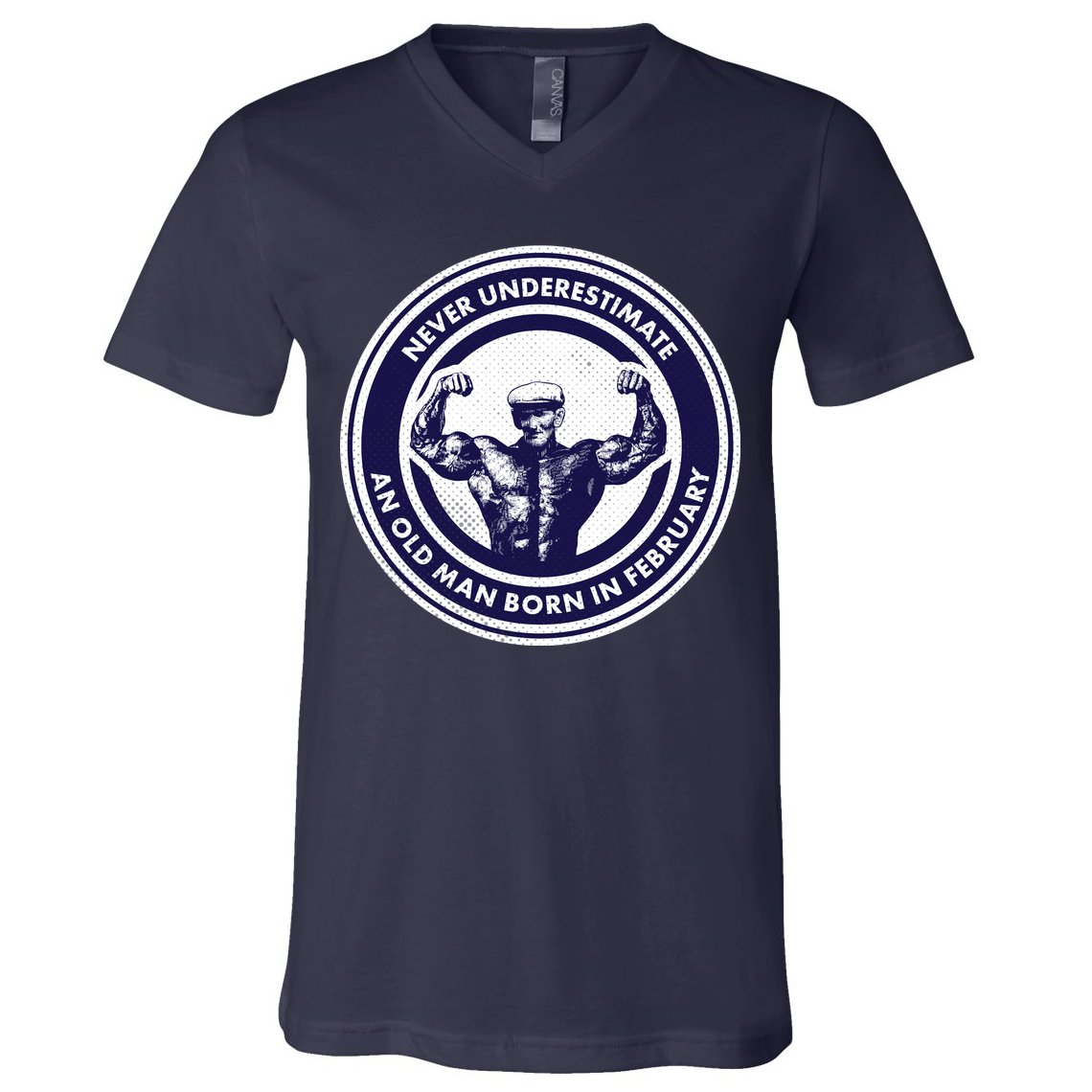 Never Underestimate An Old Man Born In February  V-Neck T-Shirt