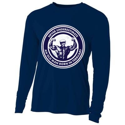 Never Underestimate An Old Man Born In February  Cooling Performance Long Sleeve Crew