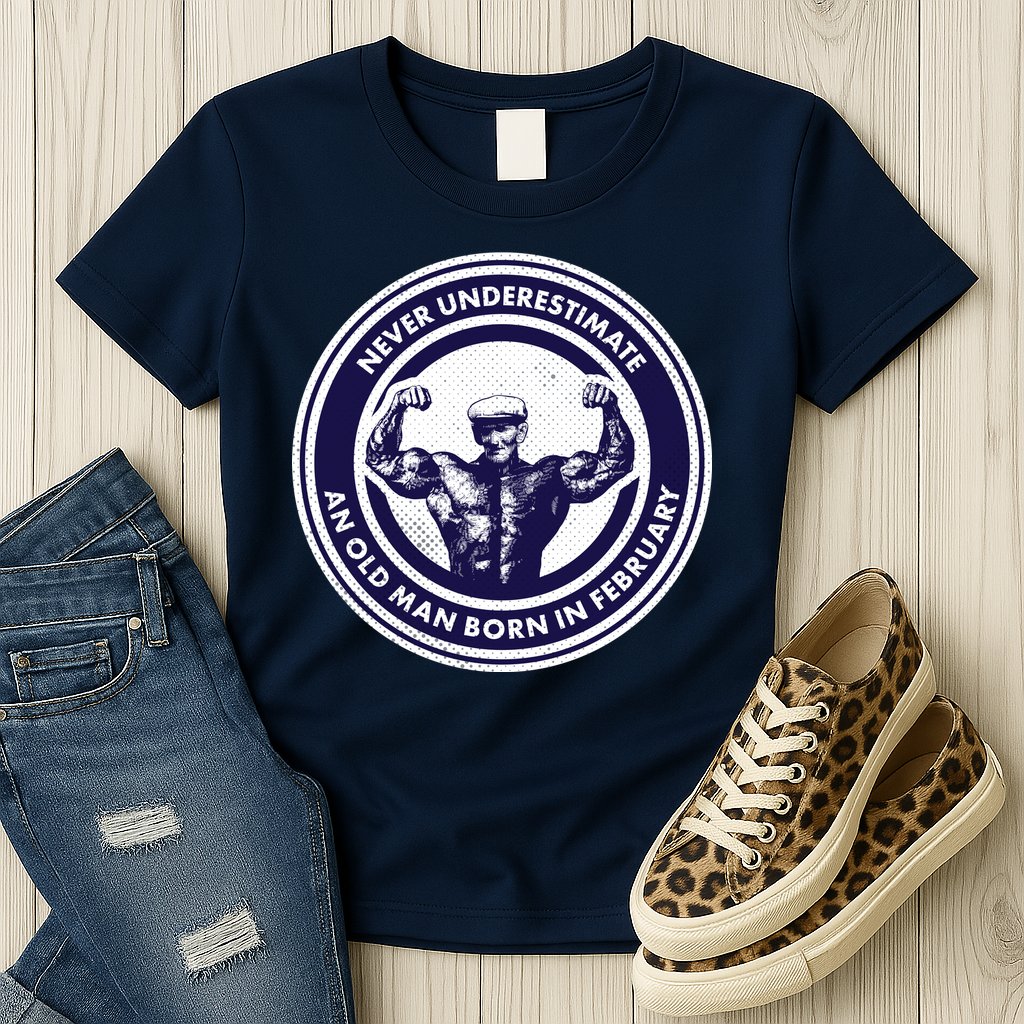 Never Underestimate An Old Man Born In February  Womens T-Shirt