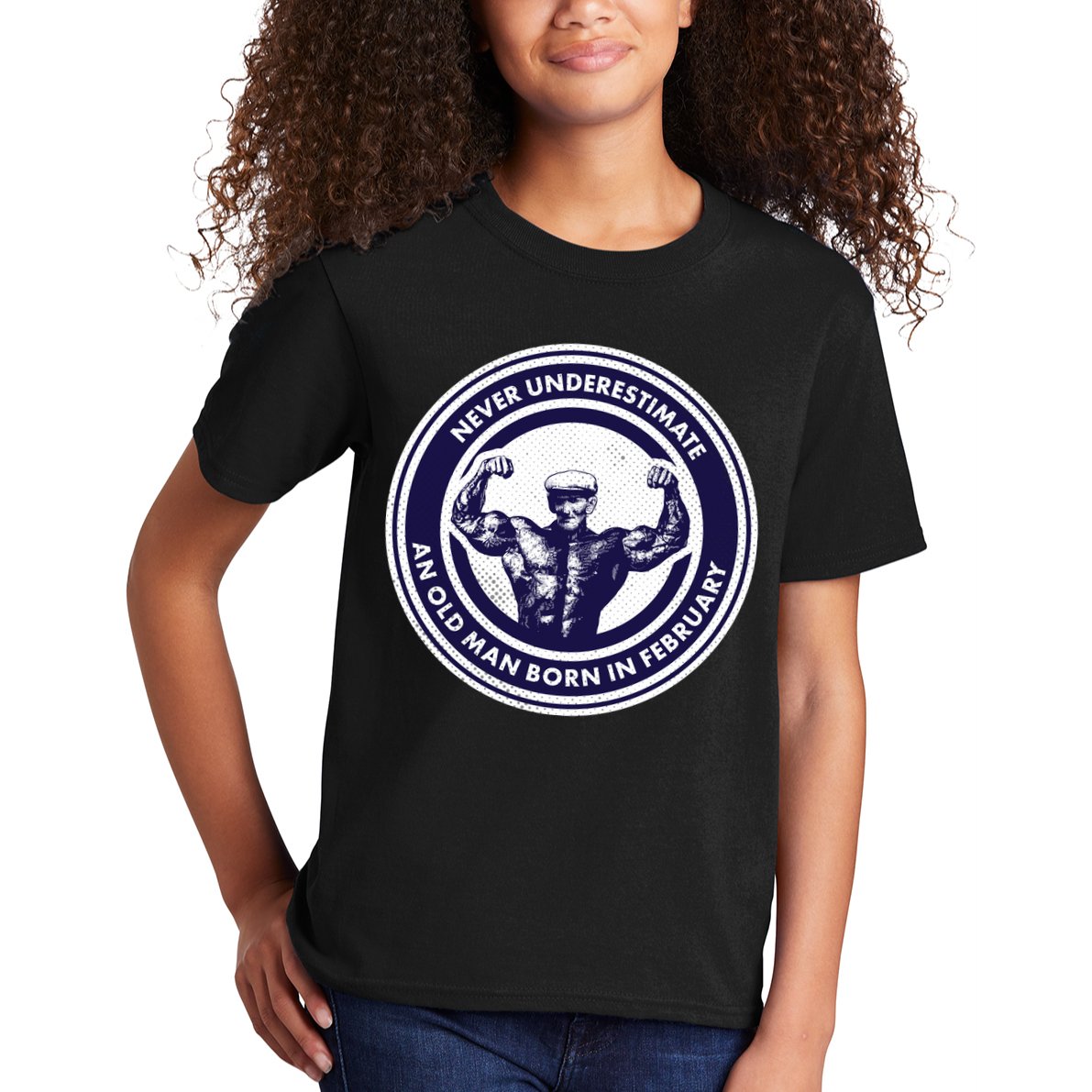 Never Underestimate An Old Man Born In February  Kids T-Shirt