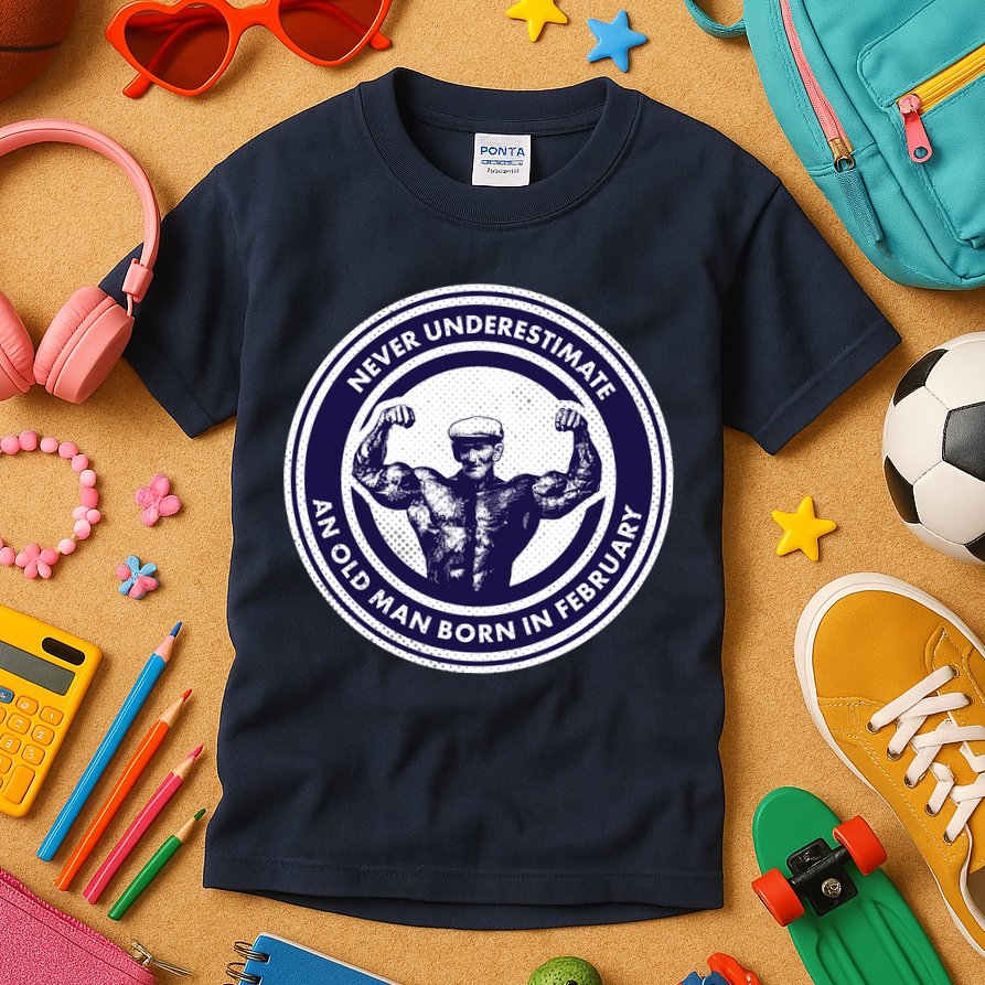 Never Underestimate An Old Man Born In February  Kids T-Shirt