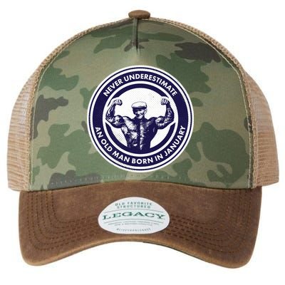 Never Underestimate An Old Man Born In January Legacy Tie Dye Trucker Hat