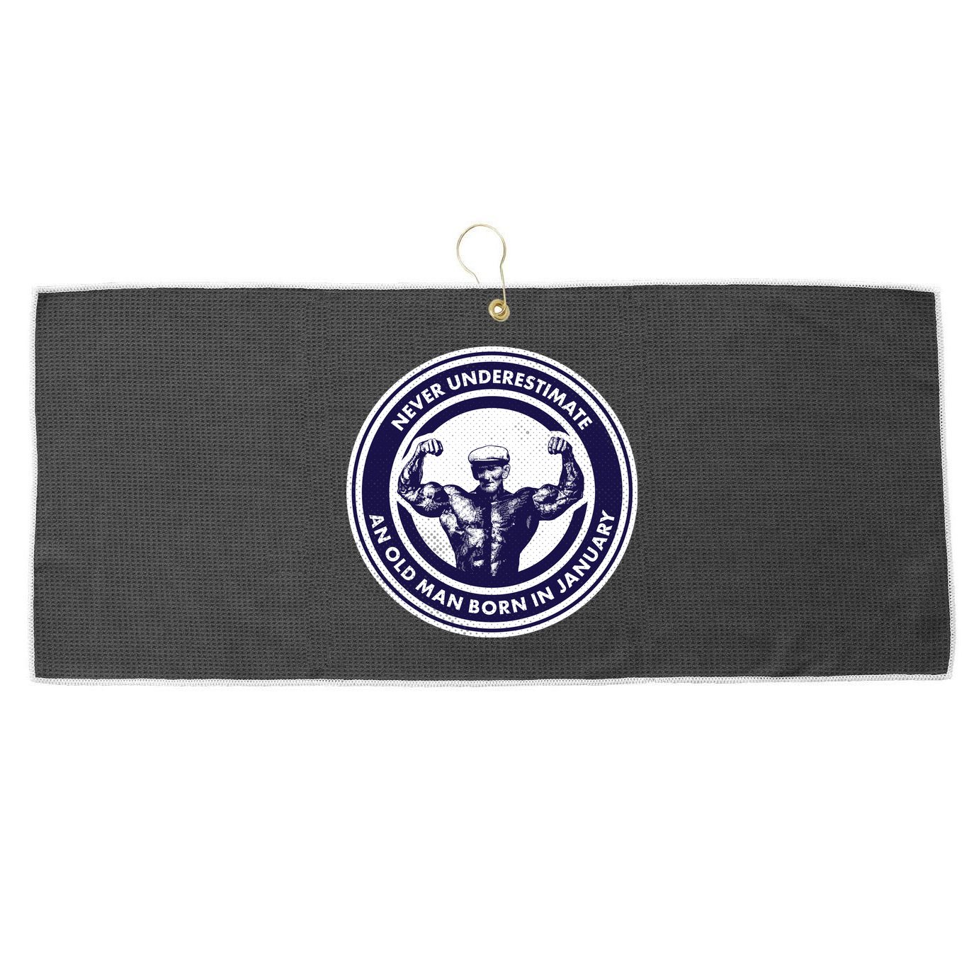 Never Underestimate An Old Man Born In January Large Microfiber Waffle Golf Towel