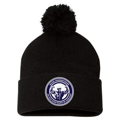 Never Underestimate An Old Man Born In January Pom Pom 12in Knit Beanie