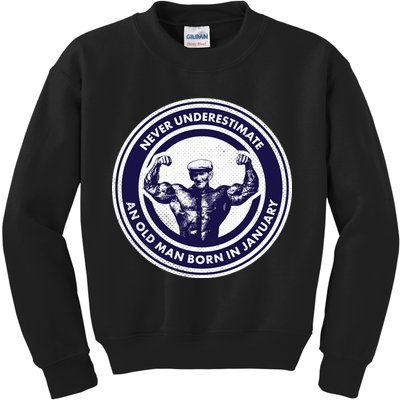 Never Underestimate An Old Man Born In January Kids Sweatshirt