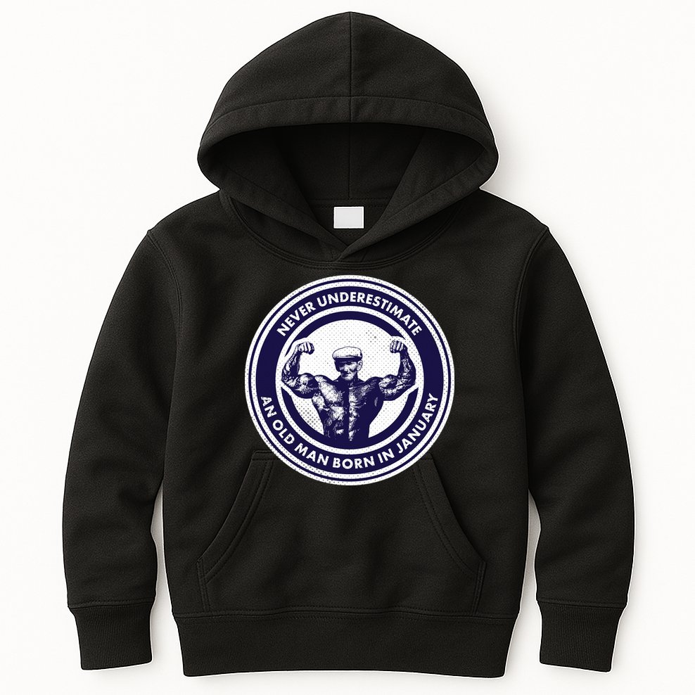 Never Underestimate An Old Man Born In January Kids Hoodie