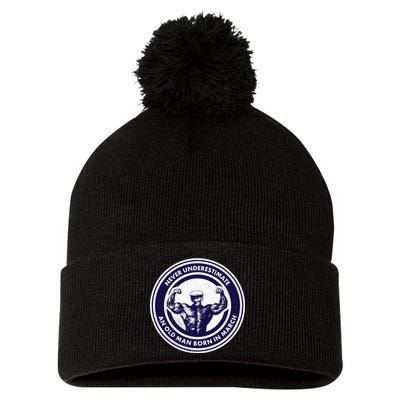 Never Underestimate An Old Man Born In March Pom Pom 12in Knit Beanie