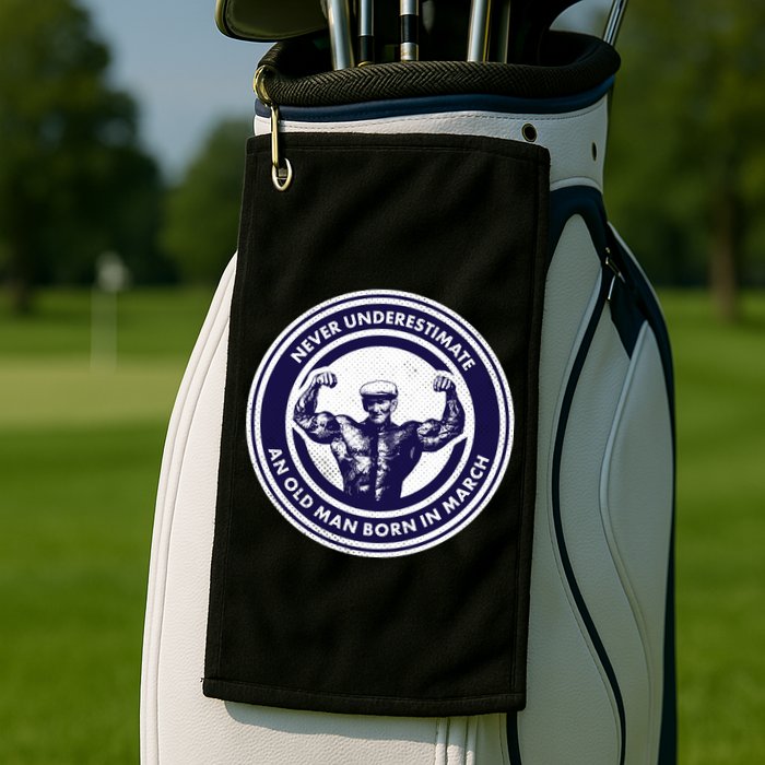 Never Underestimate An Old Man Born In March Golf Towel