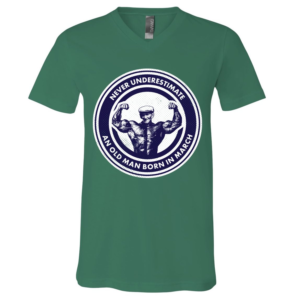 Never Underestimate An Old Man Born In March V-Neck T-Shirt