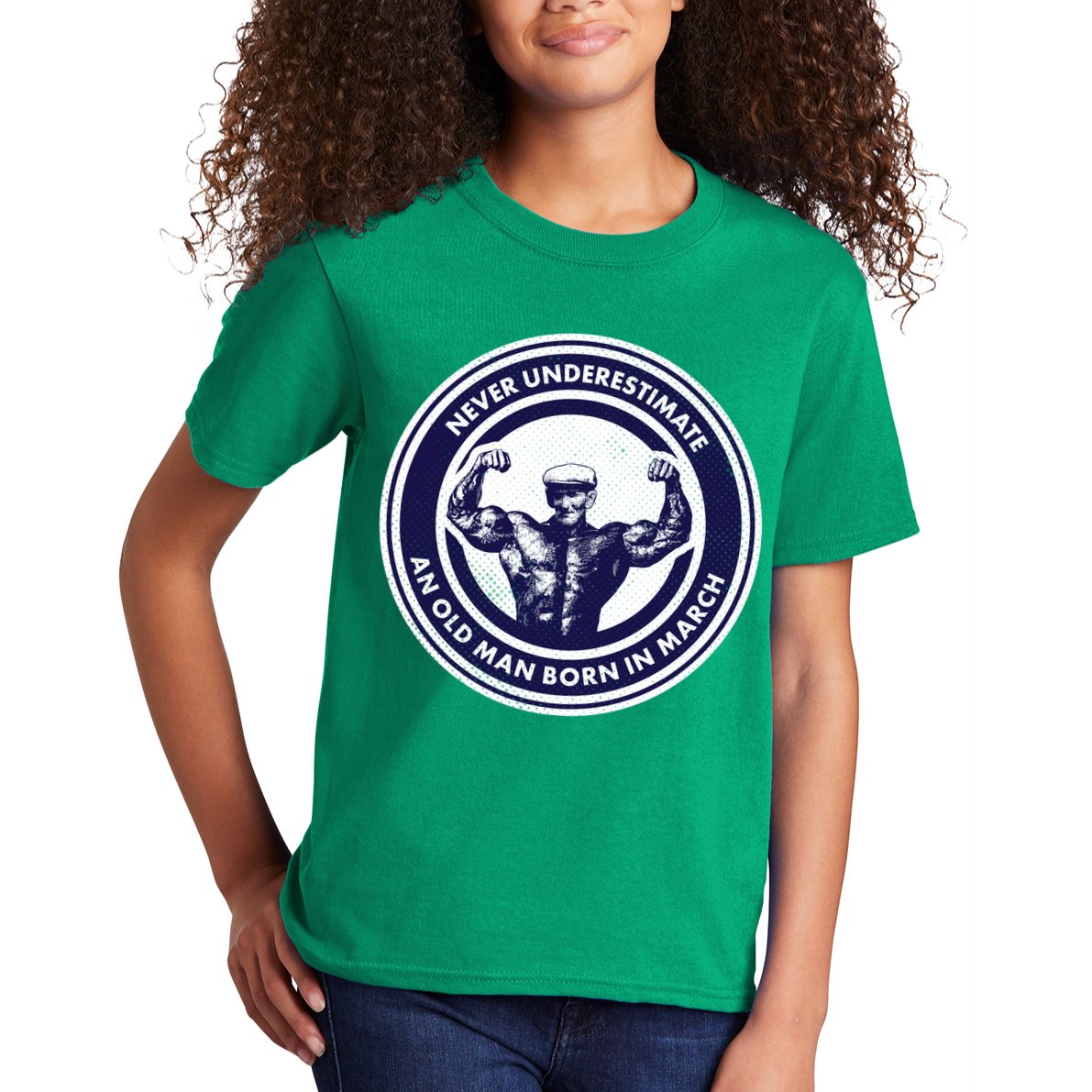 Never Underestimate An Old Man Born In March Kids T-Shirt