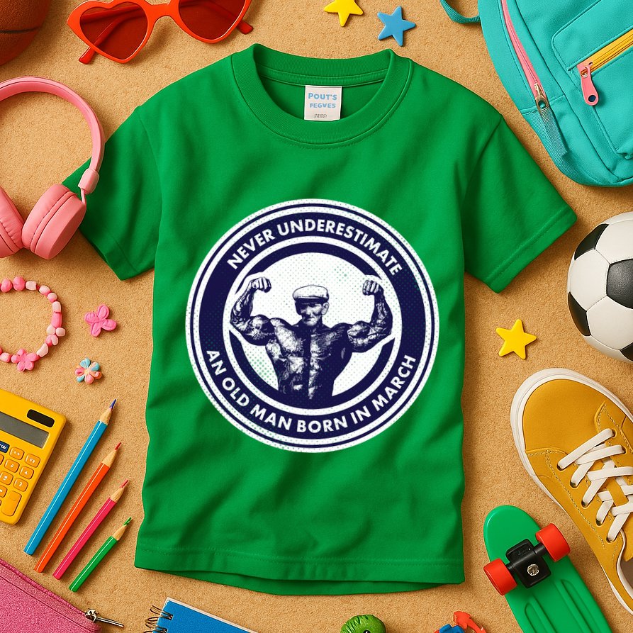 Never Underestimate An Old Man Born In March Kids T-Shirt