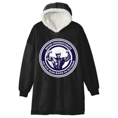 Never Underestimate An Old Man Born In October Hooded Wearable Blanket