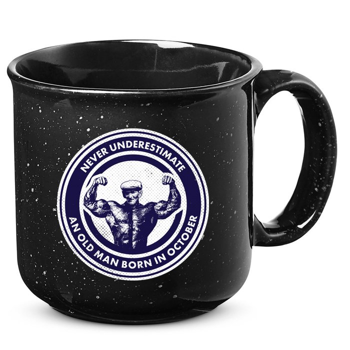 Never Underestimate An Old Man Born In October 15oz Campfire Ceramic Mug