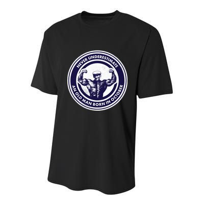 Never Underestimate An Old Man Born In October Youth Performance Sprint T-Shirt