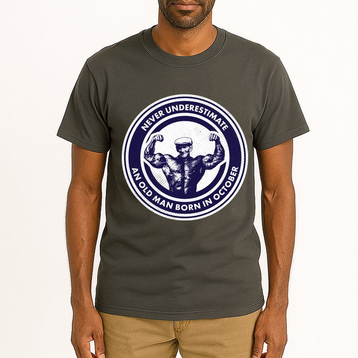 Never Underestimate An Old Man Born In October Tall T-Shirt