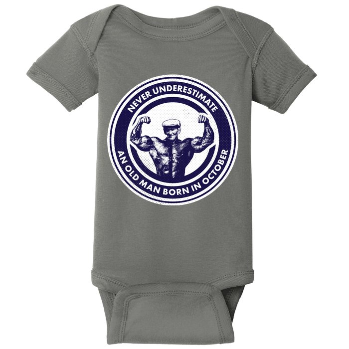 Never Underestimate An Old Man Born In October Baby Bodysuit