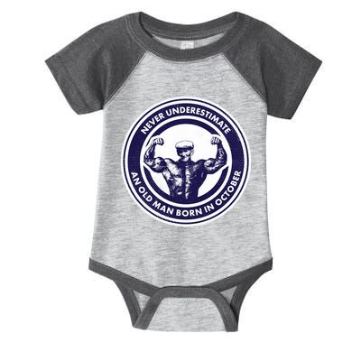 Never Underestimate An Old Man Born In October Infant Baby Jersey Bodysuit