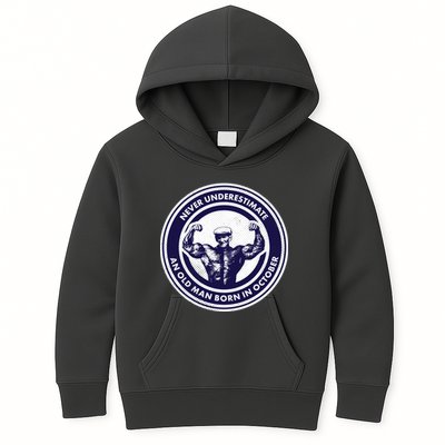 Never Underestimate An Old Man Born In October Kids Hoodie