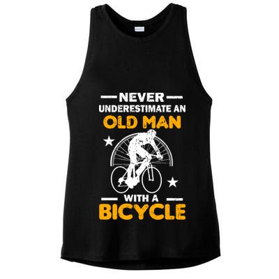 Never Underestimate An Old Man With A Bicycle Ladies PosiCharge Tri-Blend Wicking Tank